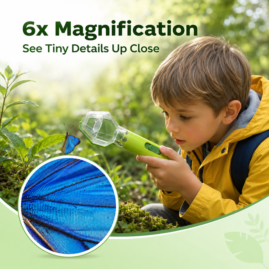 BugPeek 6x magnification - child observing butterfly