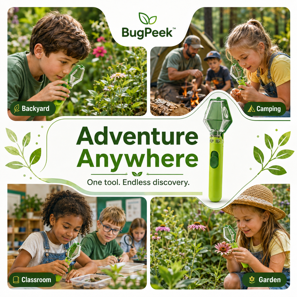BugPeek adventure anywhere - backyard camping garden classroom