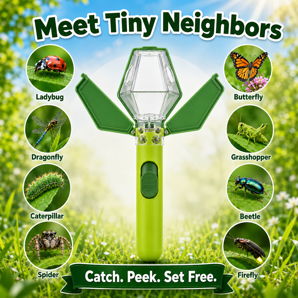BugPeek meet tiny neighbors - ladybug butterfly grasshopper